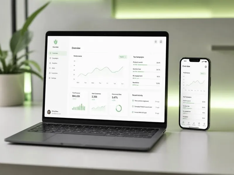 Modern SaaS dashboard on devices